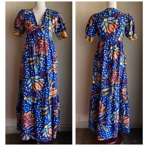 Tabitha Brown Vibrant Floral Maxi Dress in Blue